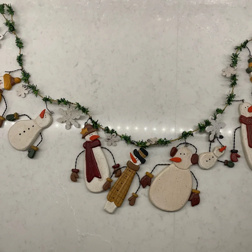 Wooden Snowman Garland